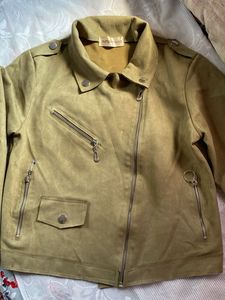Olive Green Suede Moto Jacket