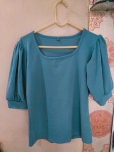 Sleeves Square Neck Slim Top Polyester