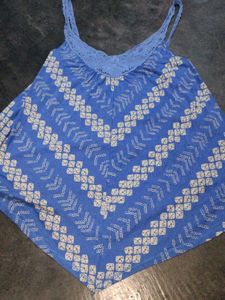 Blue Patterned Tank Top