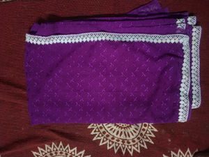 Fully Chikankari Work Saree With Lace