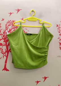 Green Wrap Crop Top