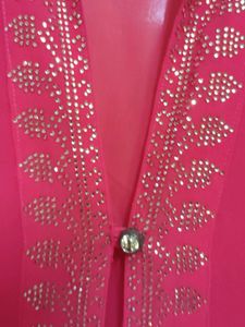 Pink  Sleeveless Blouse, Palazzo And Overcoat