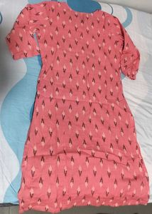 Peach Printed Kurta (with Button Placket)