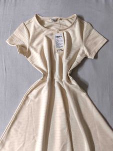 Cute Beige Skater Dress