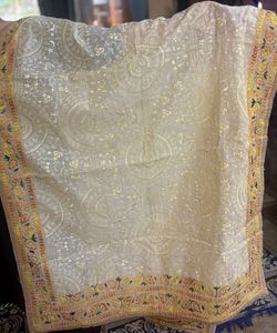 Phulkari Pure Cotton Yellow Embroidered Kurta Set