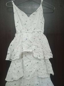 White Floral Tiered Dress