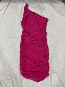Pink One-Shoulder Ruched Dress