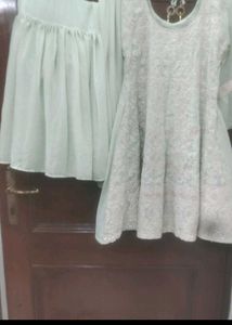 Pista Green Frock With Ghrara