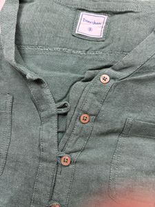 Olive Green Shirt-Style Top