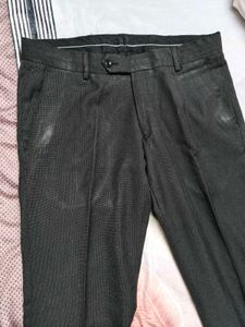 John Player Men Dark Grey Viscose Formal Trouser