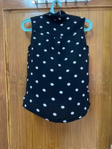 Black Polka Dots Cotton Shirt