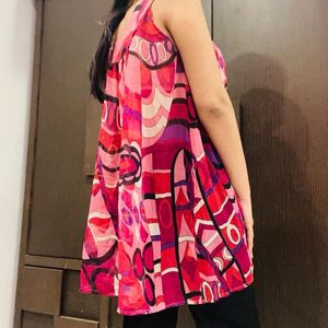 Pink Top With Beautiful Work On Neckline