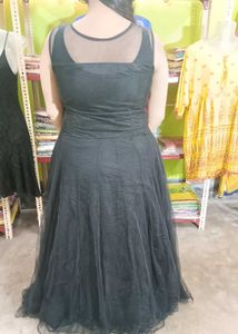 Black Net Gown With Embroidery