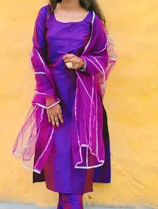 Purple Kurta With Net Dupatta 💜💜