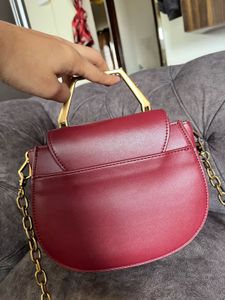 Charles &amp; Keith Burgundy Saddle Bag