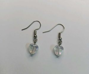 Handmade Clear Heart Earrings