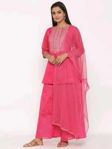 Pink Embroidered Kurta Set