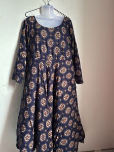 Blue Patterned Midi Dress