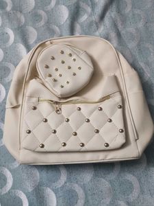 New Stylish Cream Bag with Pouch