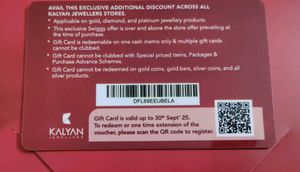 Jewellery Gift Card worth 2100rupees