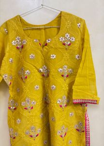 Pakistani Yellow Heavily Embroidered Suit Set