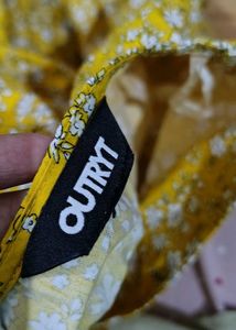 Yellow Floral Dress With Belt