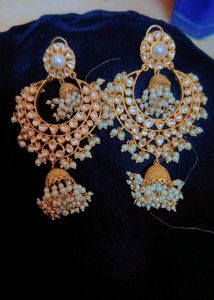 Pearl & Gold Jhumka Earrings
