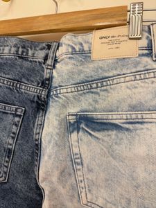Two-Tone Denim Shorts
