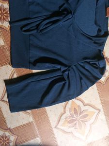Navy Blue Tie-Front Top