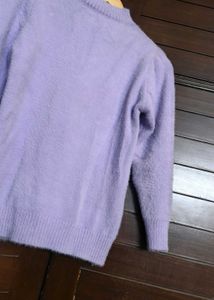 Women Lavender Sequin design Knit Sweater