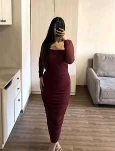 Marron Eve Ruched Dress