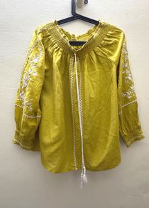 Embroidered Peasant Top