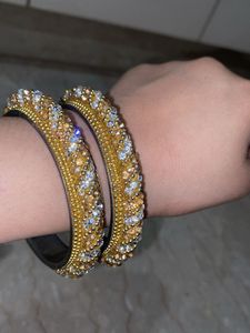 Heavy Metal Gold Kada Pair Size 2.5