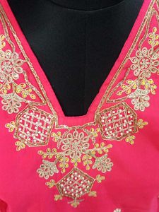 Pink premium quality pearl Embellished Kurta Set