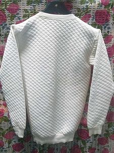 White Quilted Sweatshirt
