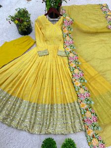 Orange Beautiful Gown Available In 3 Colour Teej