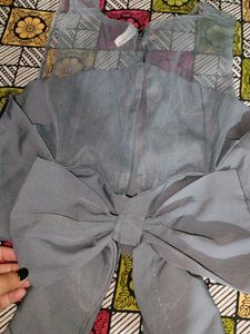 Grey Top with Bell Sleeves