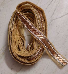 Gold Embellished Stone Lace Border