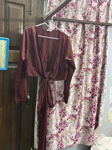 Burgundy Tie-Front Crop Top
