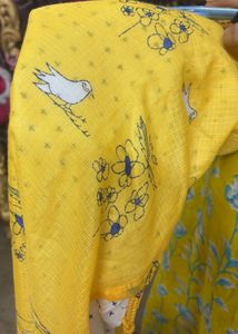 Biba Brand Kota Two Piece Yellow Printed Kurta