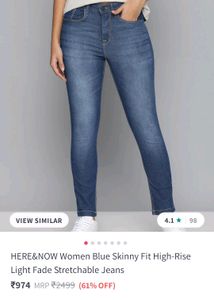 HERE&amp;NOW Brand Women Blue Skinny Fit High Rise Je