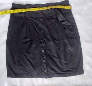 Black Button-Down Mini Skirt