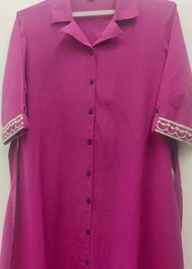 Magenta Dress with Embroidery