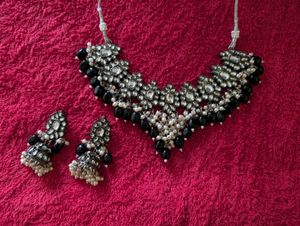 Necklace Earrings Set Black