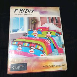 Kids Cartoon Print Bedsheet Pillow Cover Set