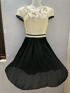 Korean Black Designer Flared One Piece