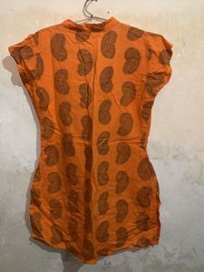 V Neck Orange Kurti