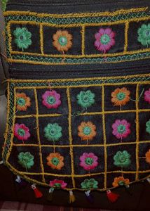 Embroidered Flower Purse with Beaded Handle