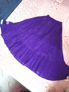 Purple Plain Skirt Of Cotton