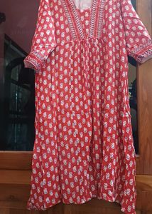 Red Printed Kurta Set